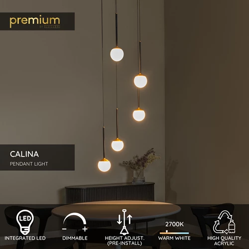 Lucide CALINA - Pendant light - Ø 42 cm - LED Dim. - 5x8,2W 2700K - Black | Premium - USP